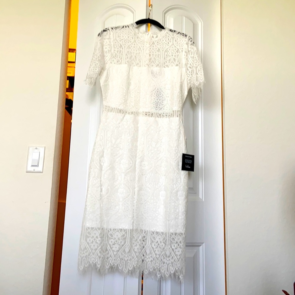 White lace midi dress. Lulus
